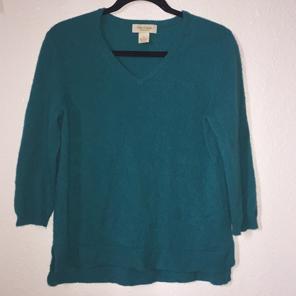 teal v neck cashmere sweater